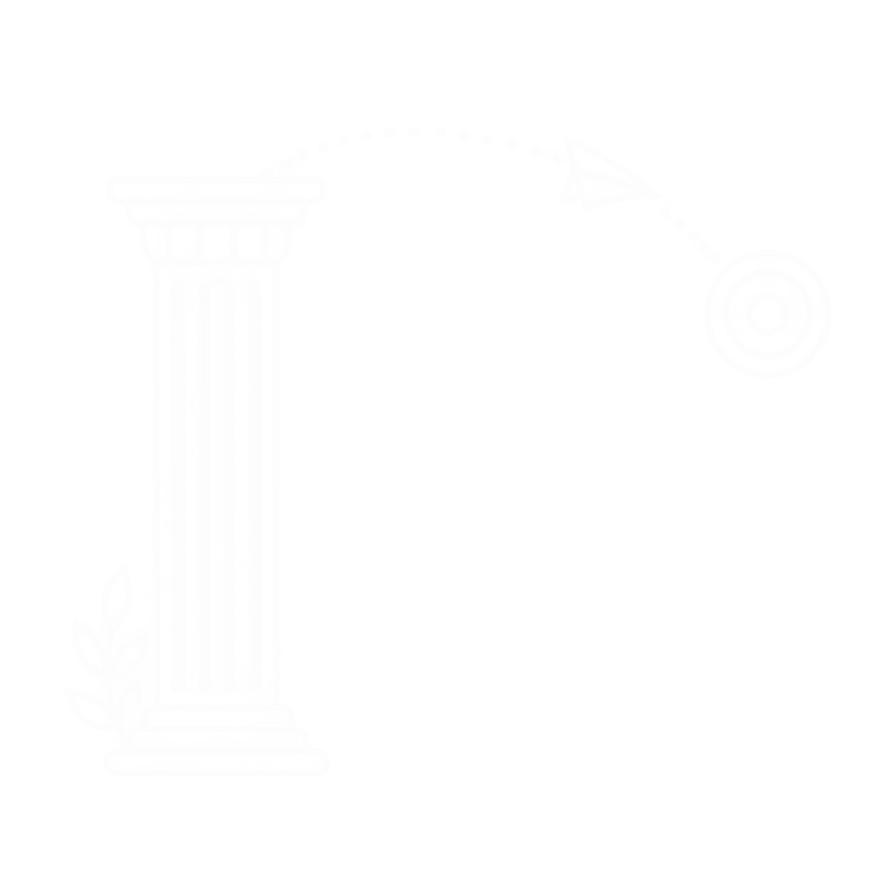 A Doric column sending a letter along an arc to its mark